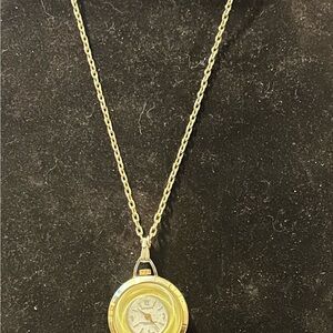 Elegant Vintage Estate Gold Citron Watch Necklace